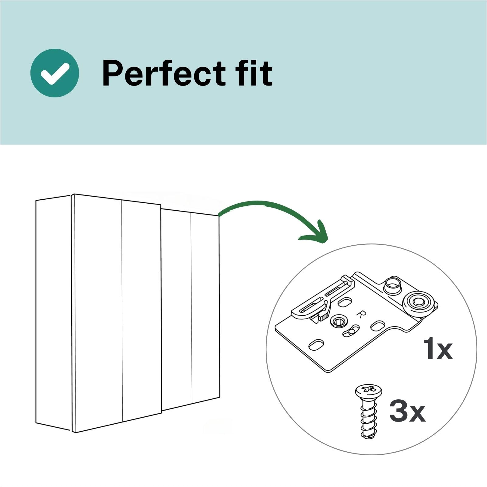 Sliding door guide bracket 124336 suitable as spare part for IKEA